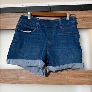 Dark Blue Denim Roll-Cuff Women's Shorts